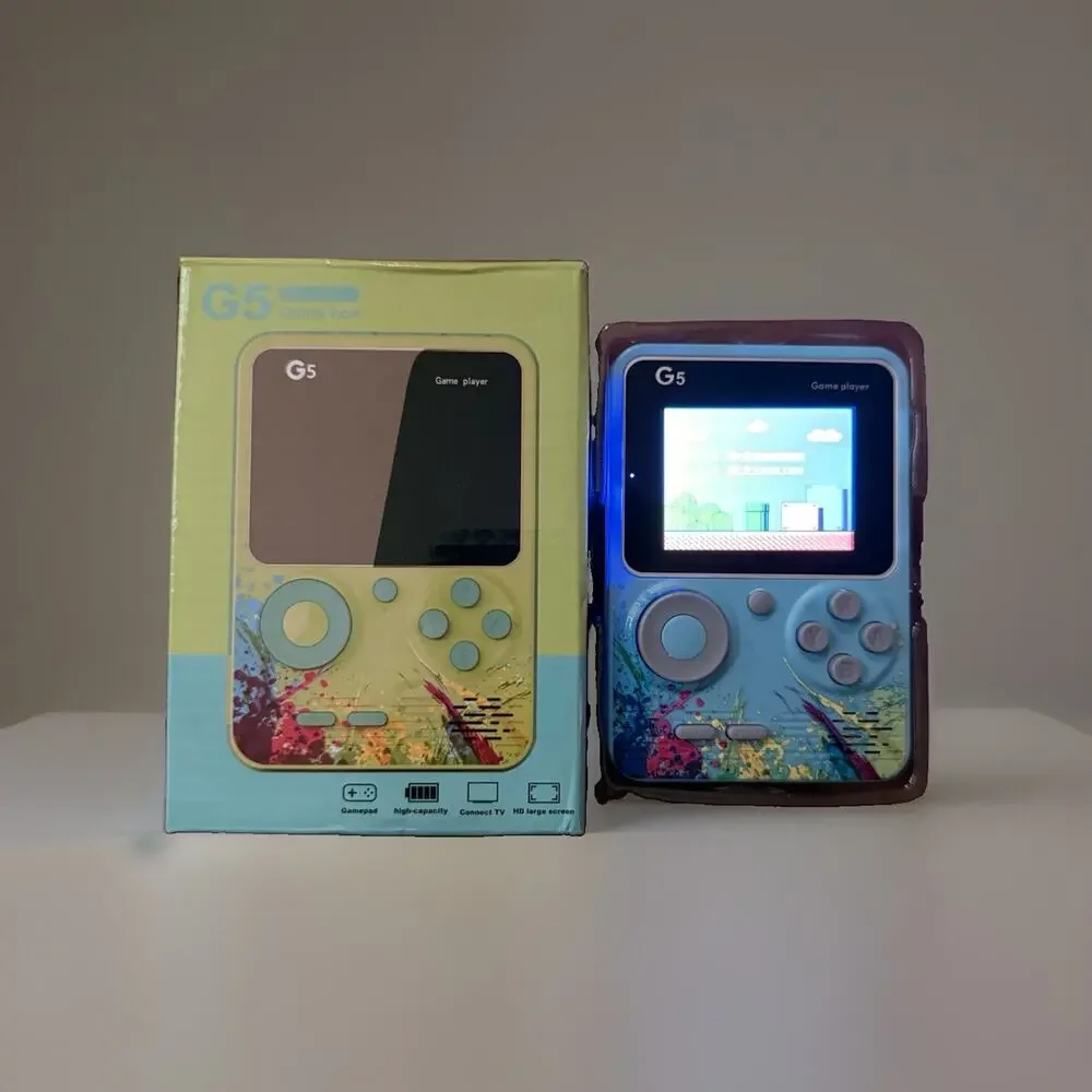 G5 Game Box Handheld System Backlit Screen TV Out Green/Blue w/ AV USB Cables